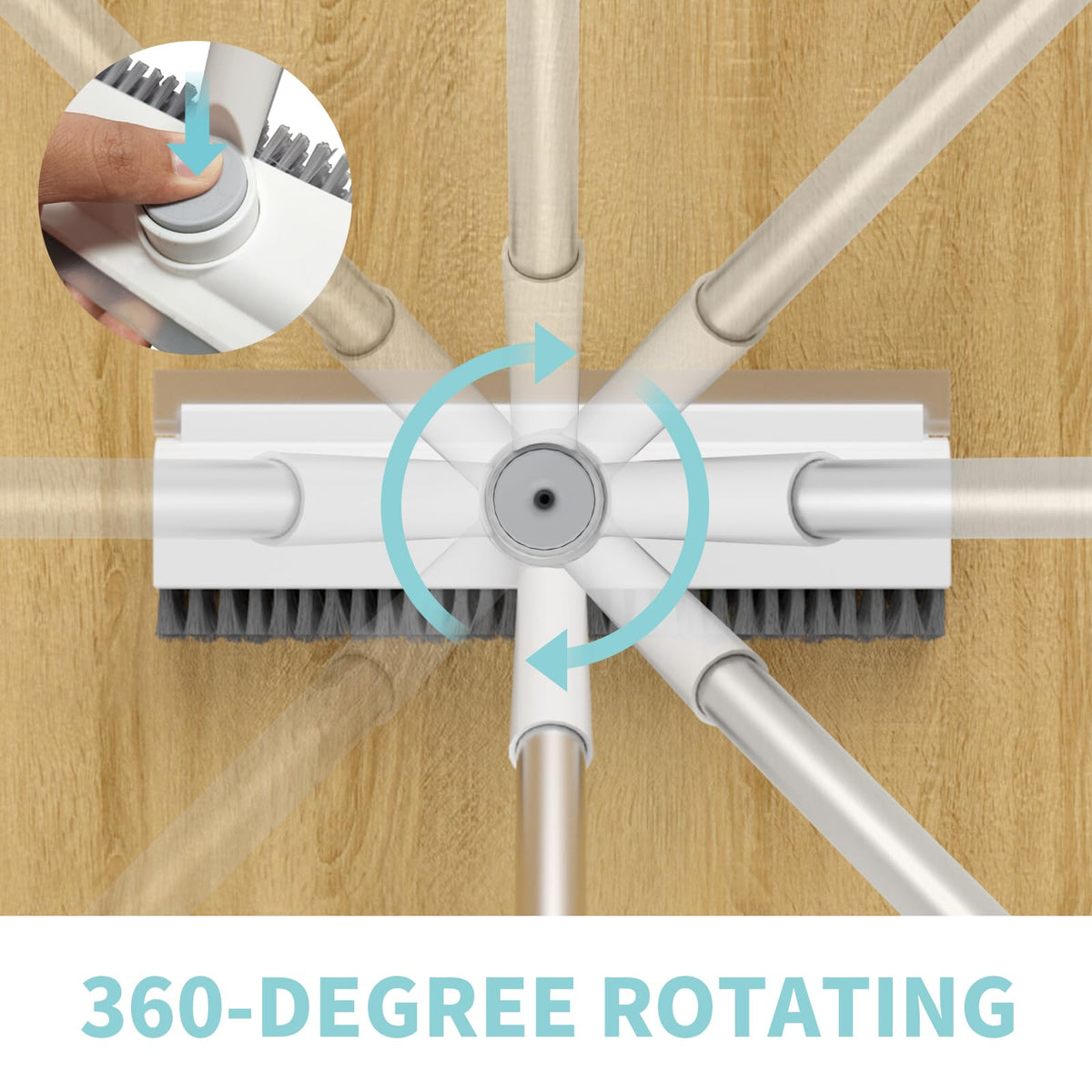 3-in-1 Floor Scrub Brush with Long Handle and Scraper