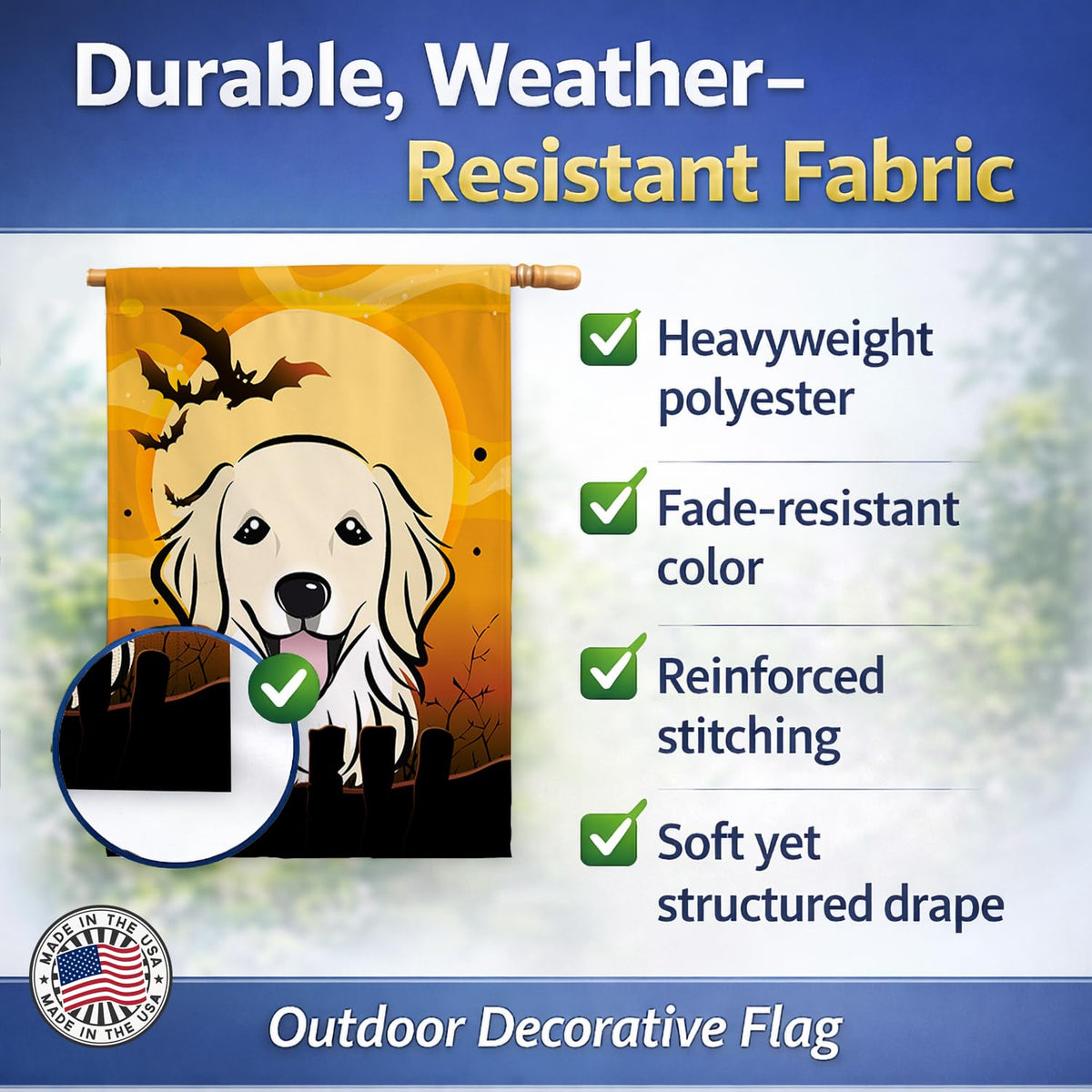 Caroline's Treasures BB1763CHF Golden Retriever House Flag, Large