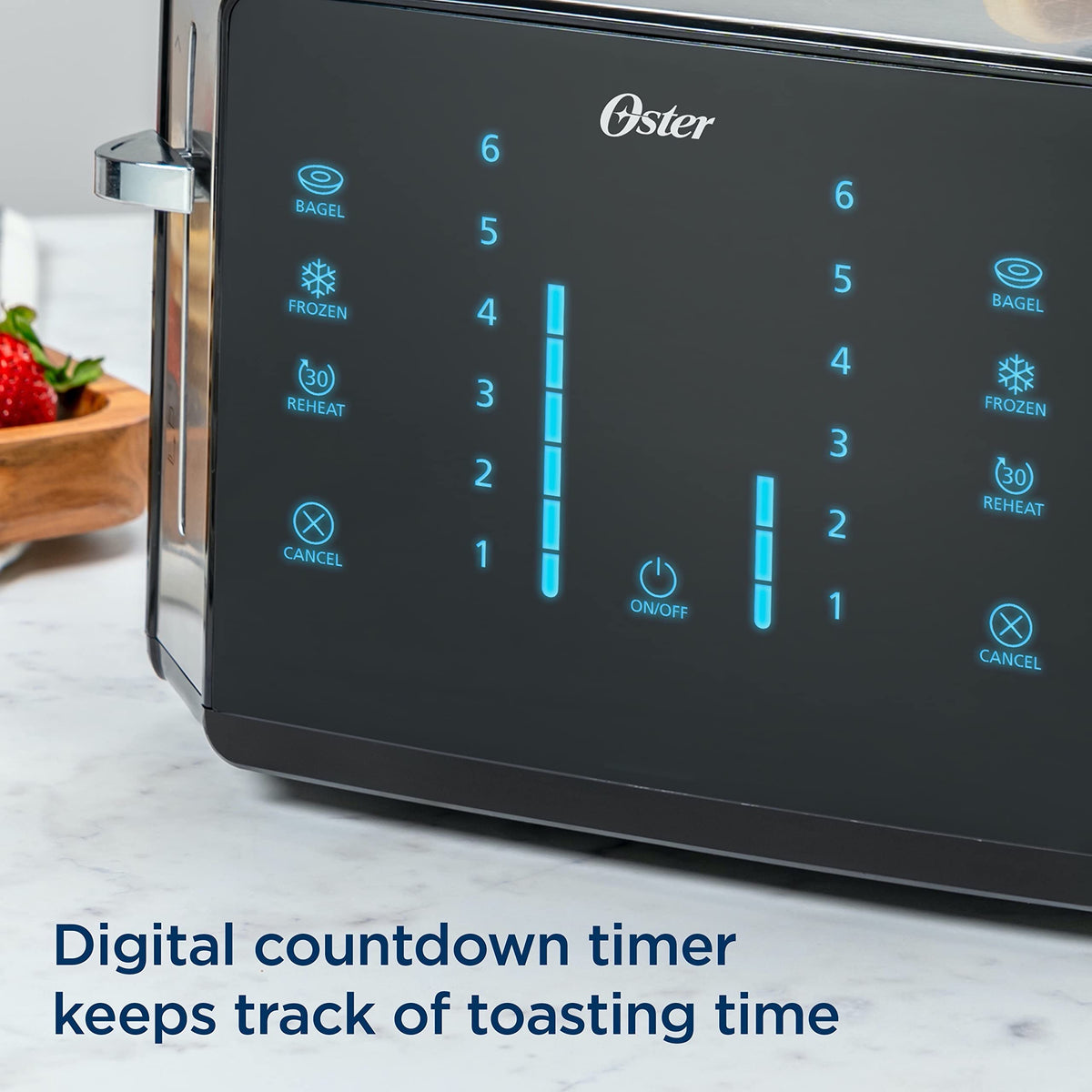 Oster 4-Slice Touch Screen Toaster, Black/Stainless Steel