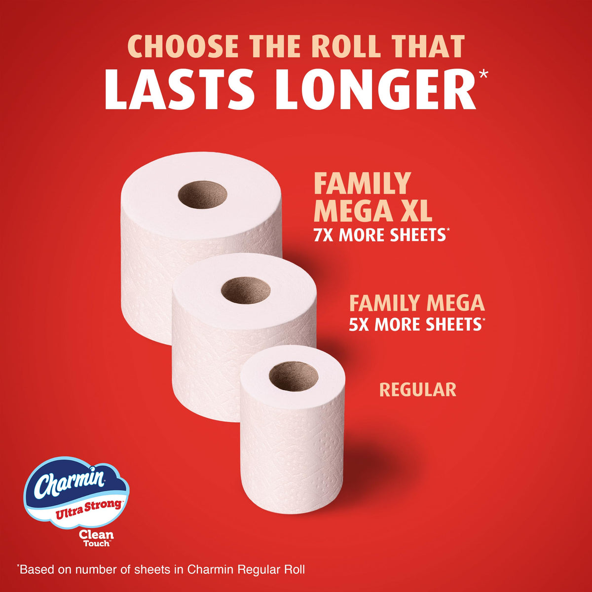 Charmin Ultra Strong Toilet Paper, 12 Family Mega XL Rolls