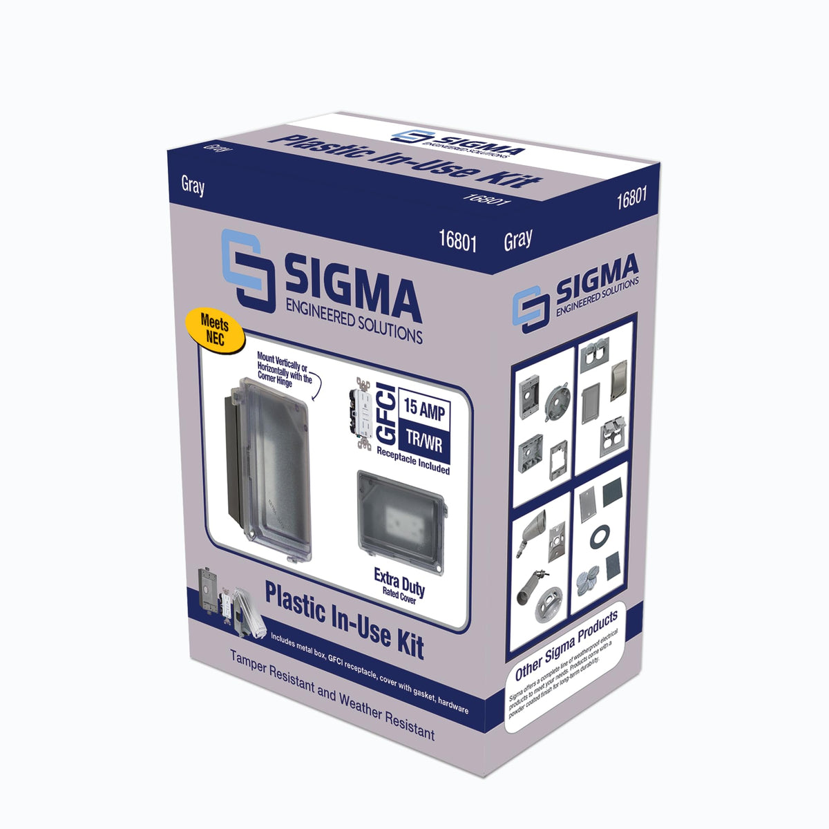 Sigma 16801 Weatherproof Outdoor Outlet Kit with GFCI, 1 Gang