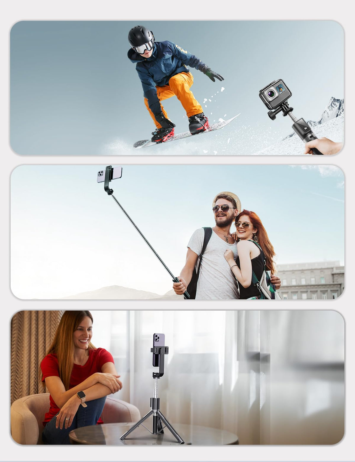 ANXRE Selfie Stick Tripod with Fill Light and Remote, 50 Inch