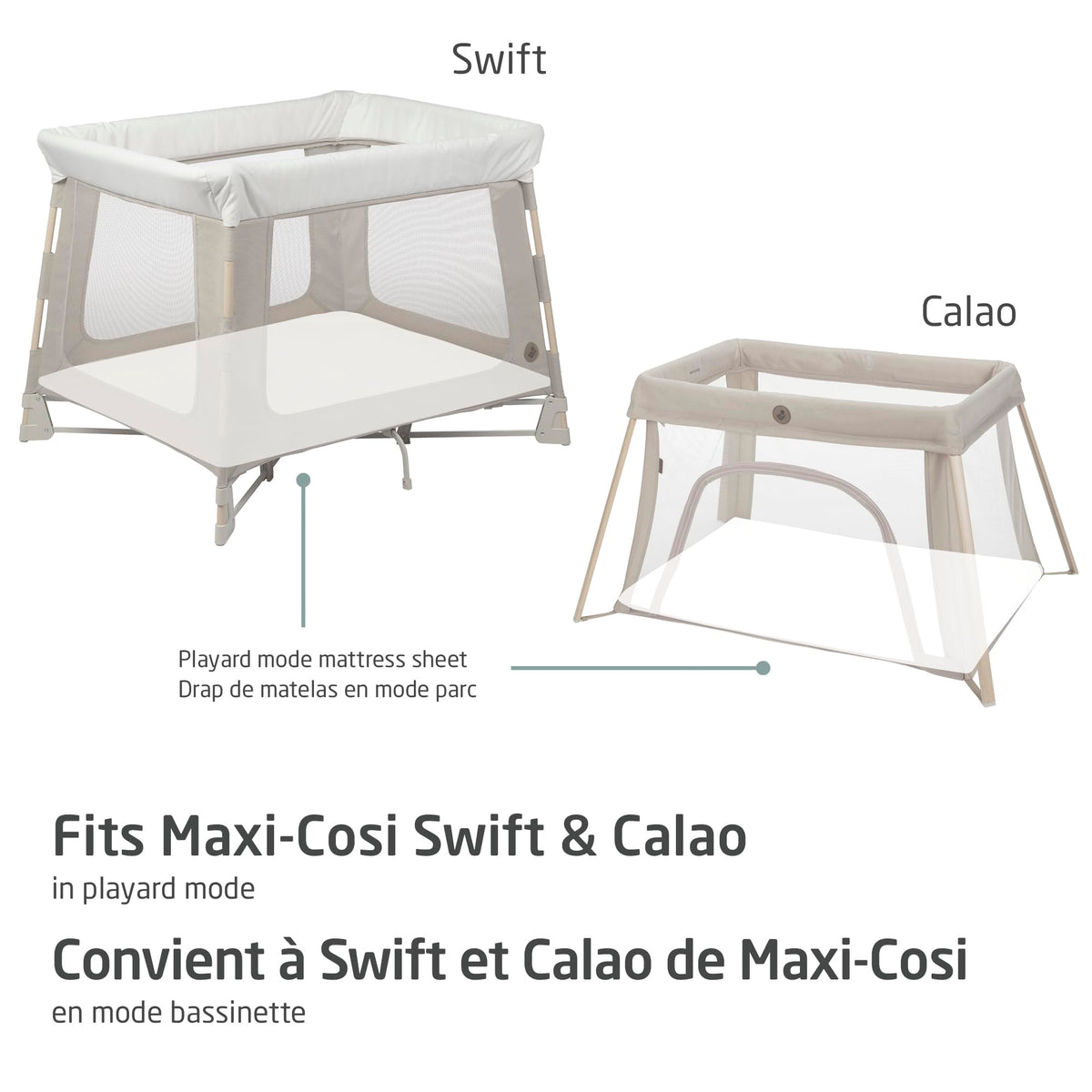 Maxi-Cosi Swift/Calao Playard Fitted Sheets, 100% Cotton, 2-Pack