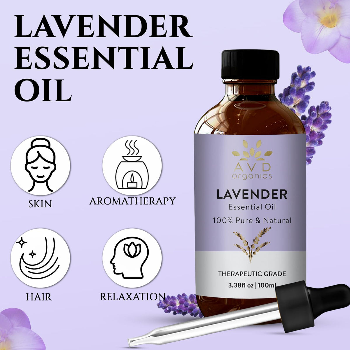 AVD Organics Lavender Essential Oil, 100 ml