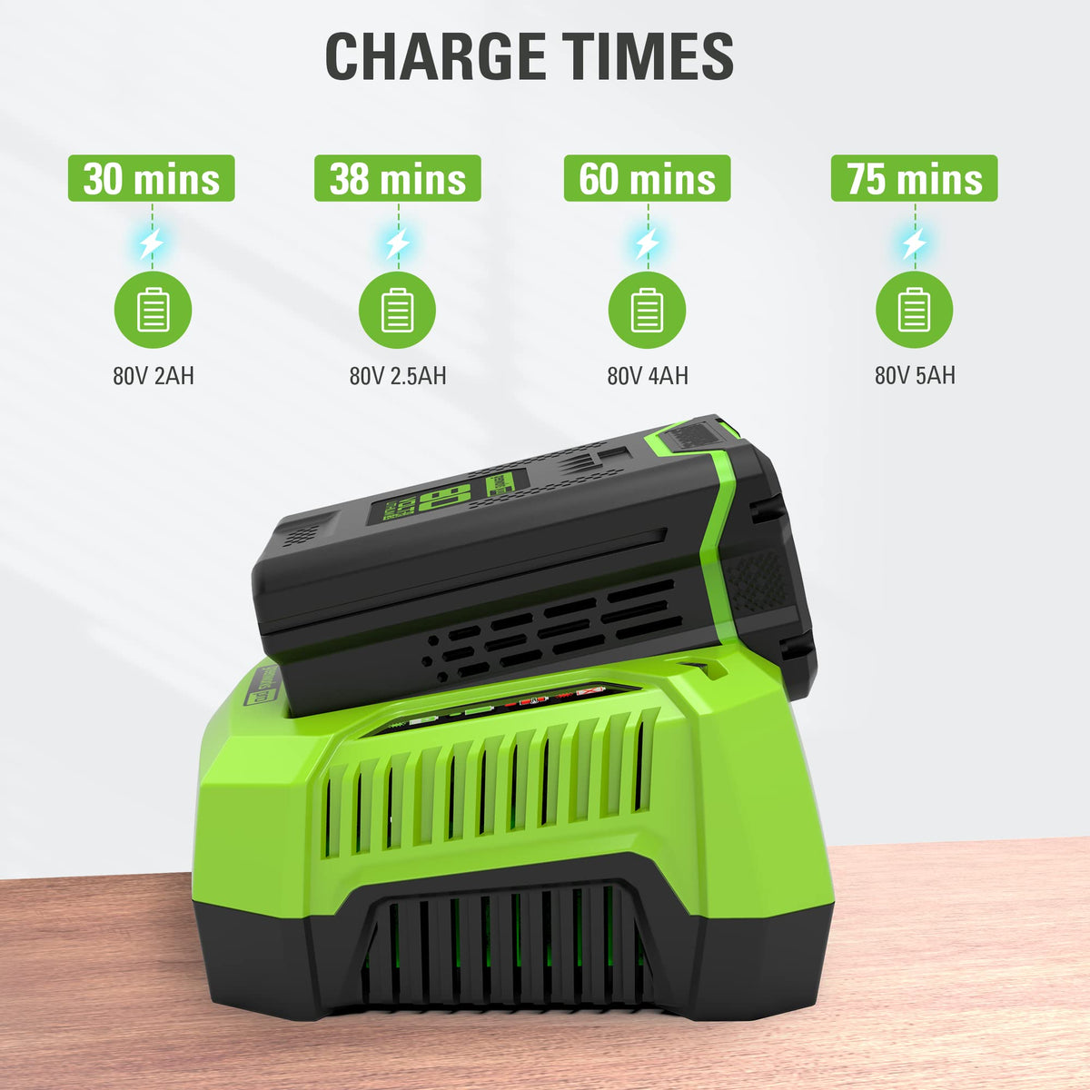 Greenworks PRO 80V Single Port Rapid Battery Charger (GCH8040)
