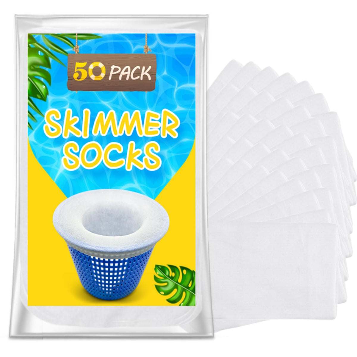 ROMIVO Pool Skimmer Filter Socks, White (50 Pack)