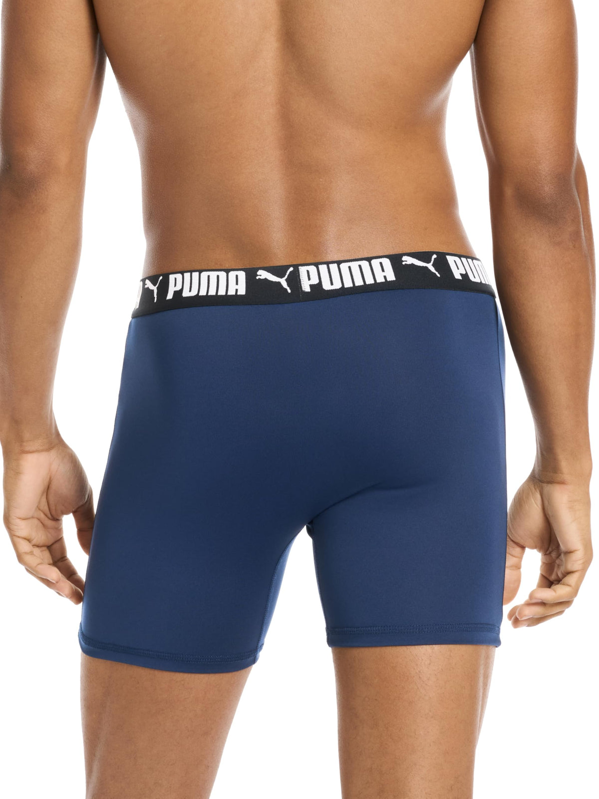 Puma Men's 4 Pack Active Stretch Boxer Briefs, Blue/Black/Gray, Small