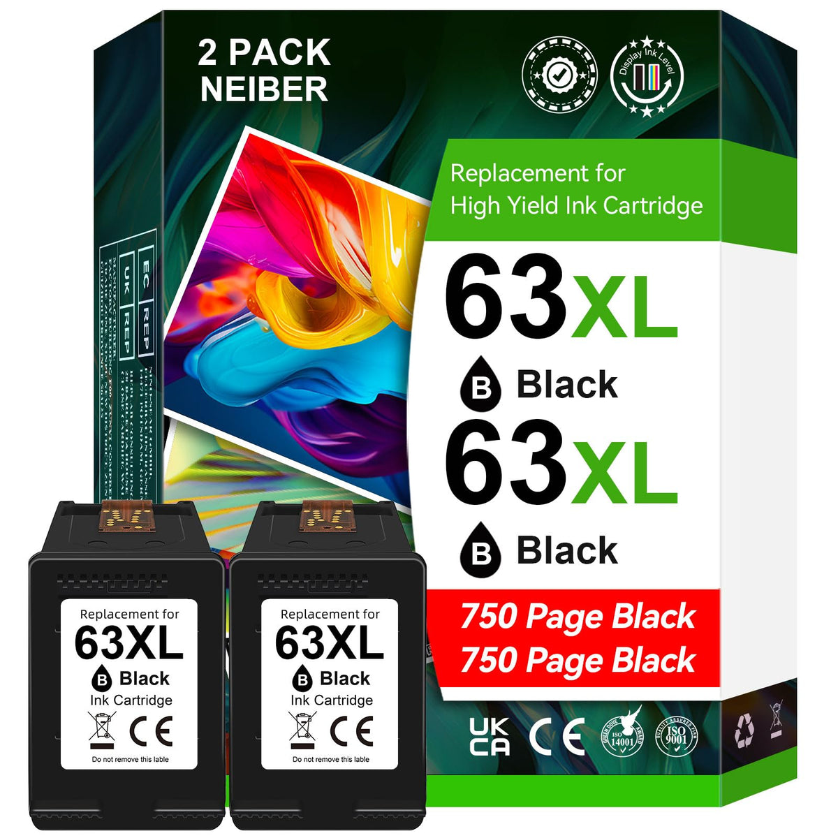 63XL Compatible Black Ink Cartridge for HP 63
