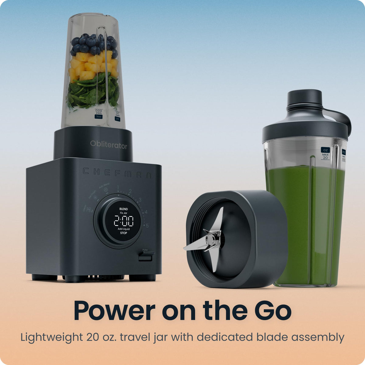 Chefman Obliterator 48 oz Countertop Blender, 1380W, Midnight