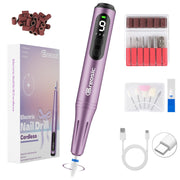 Breosic Electric Nail Drill 35000RPM, 12-in-1, Purple