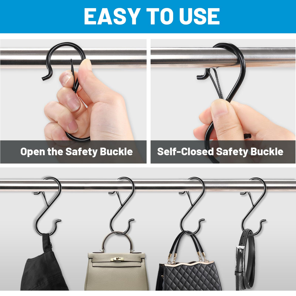 Heavy Duty S Hooks for Hanging, Black, 3.5 in, 17 Pcs