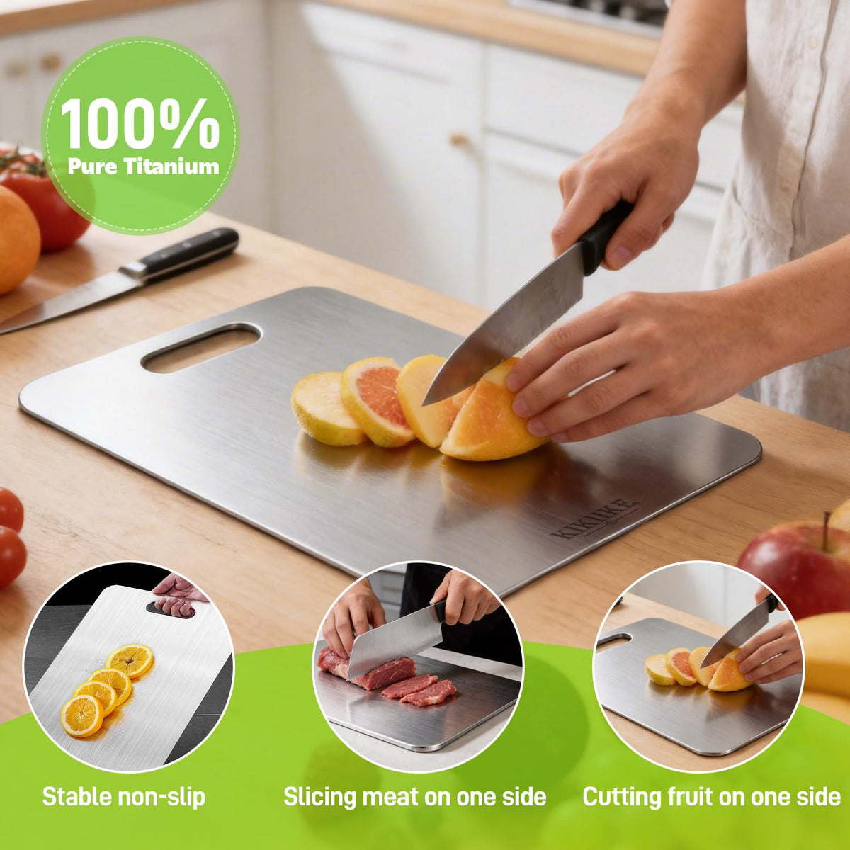 Double-Sided Titanium Cutting Board, 13.3" x 9"