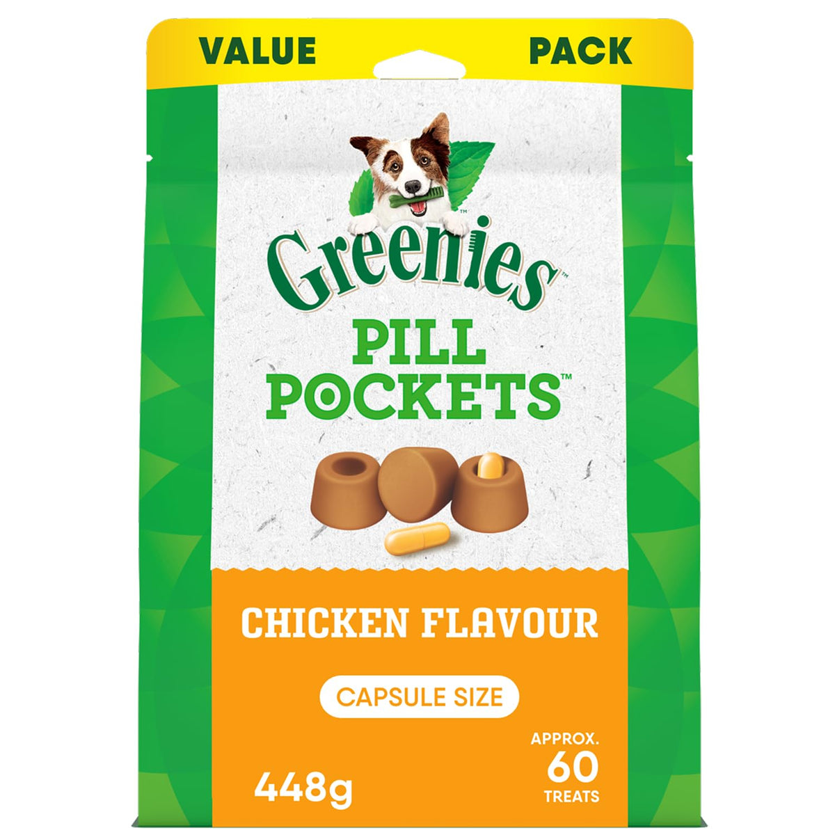 GREENIES Pill Pockets Dog Treats, Capsule Size, Chicken, 60 Count
