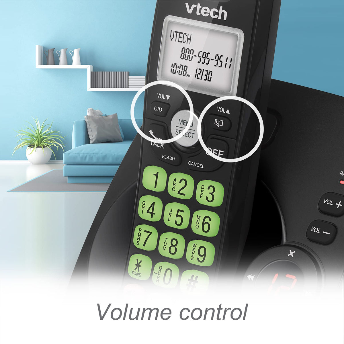 VTech VG104-11 DECT 6.0 Cordless Phone with Answering Machine, Black