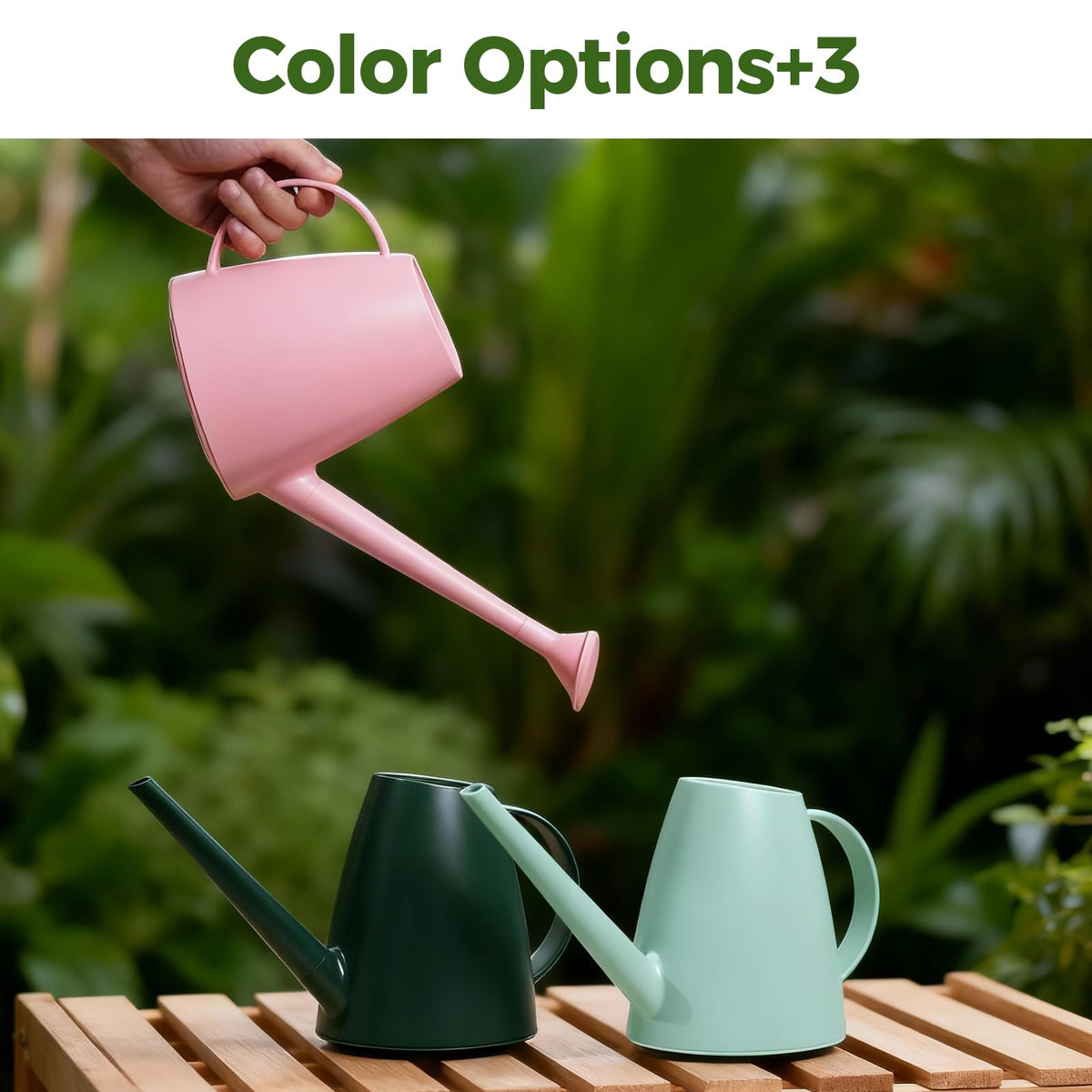 Bamworld Long Spout Watering Can, 1.8 L, Green