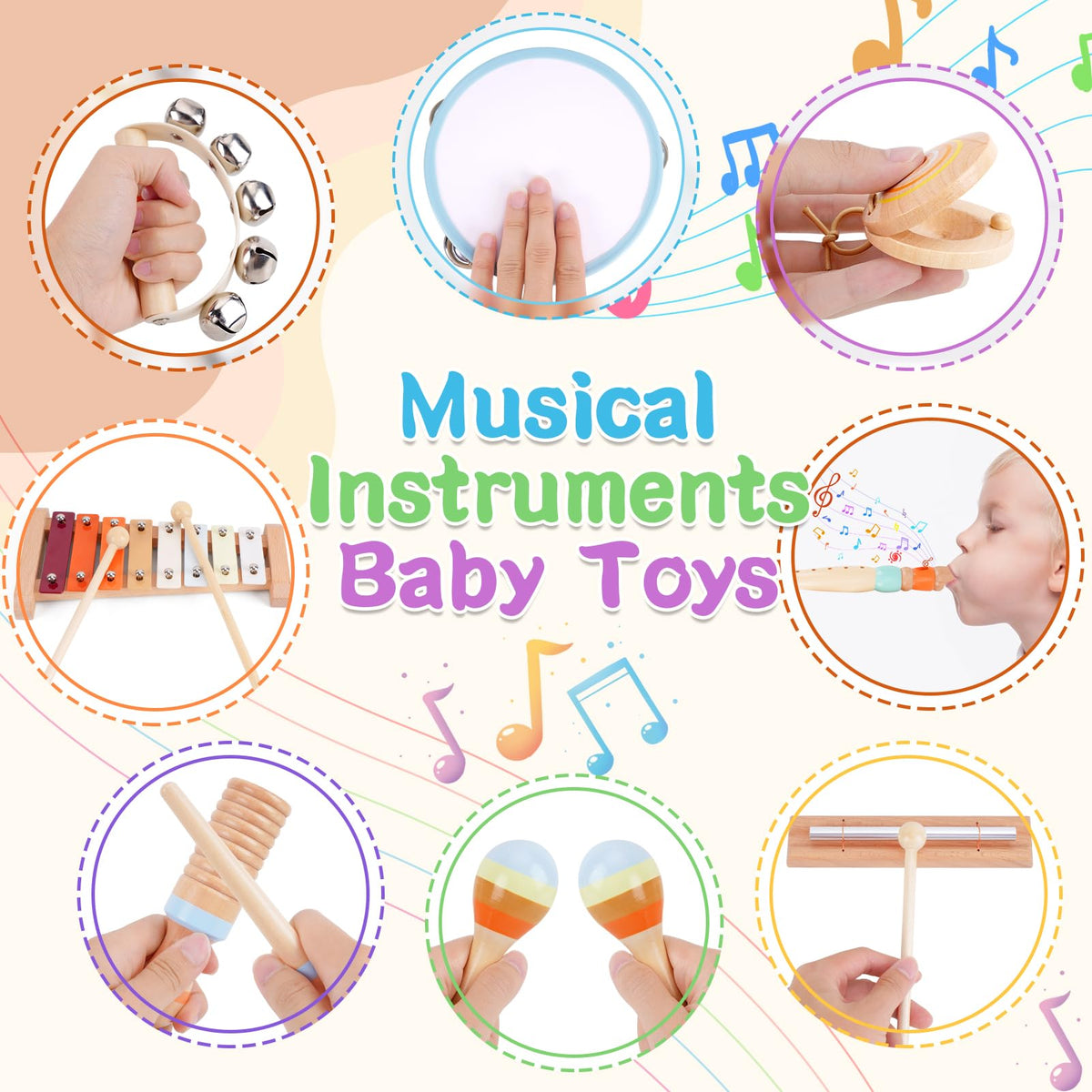 Wooden Musical Instruments Set for Toddlers