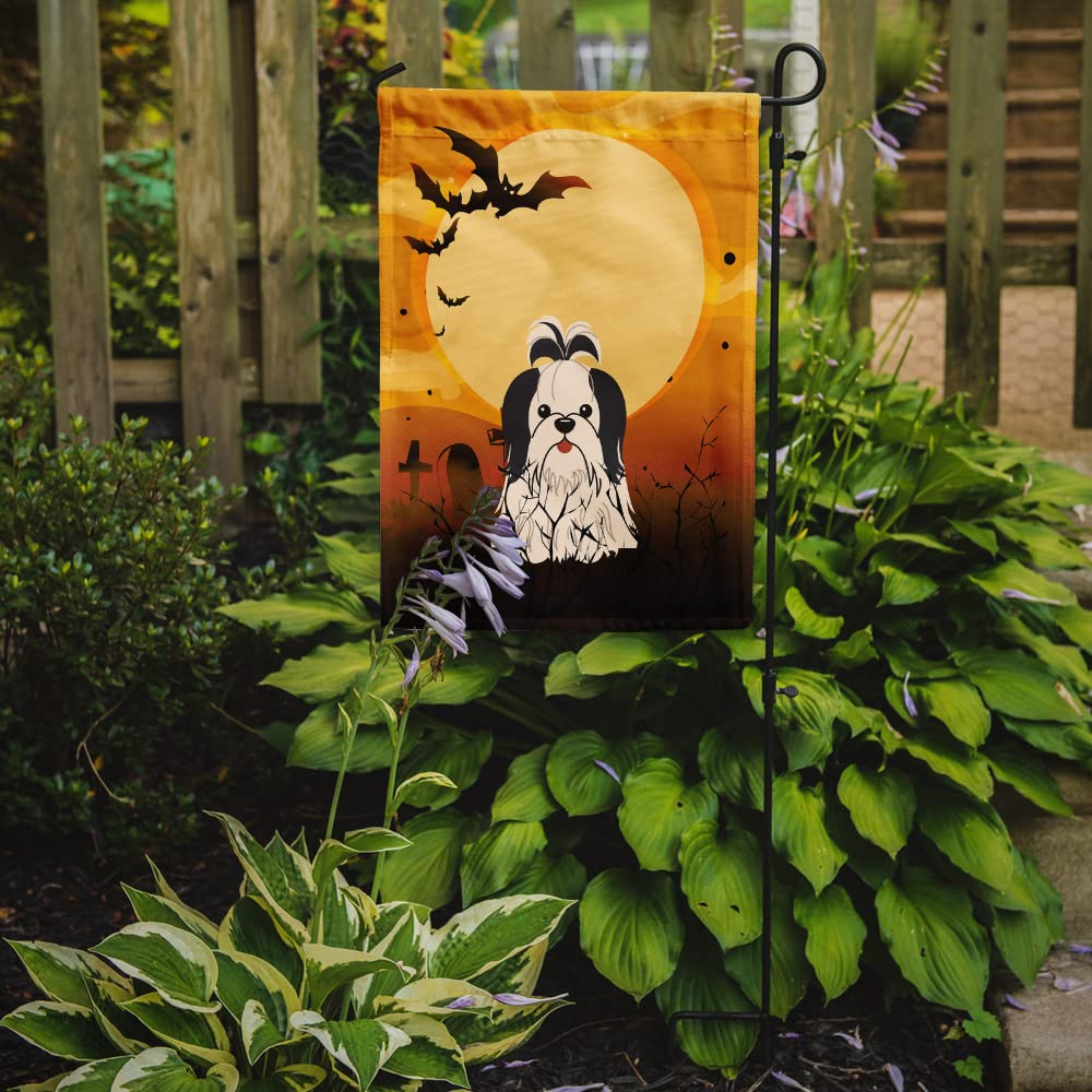 Caroline's Treasures BB4354GF Halloween Shih Tzu Black White Flag Garden Size