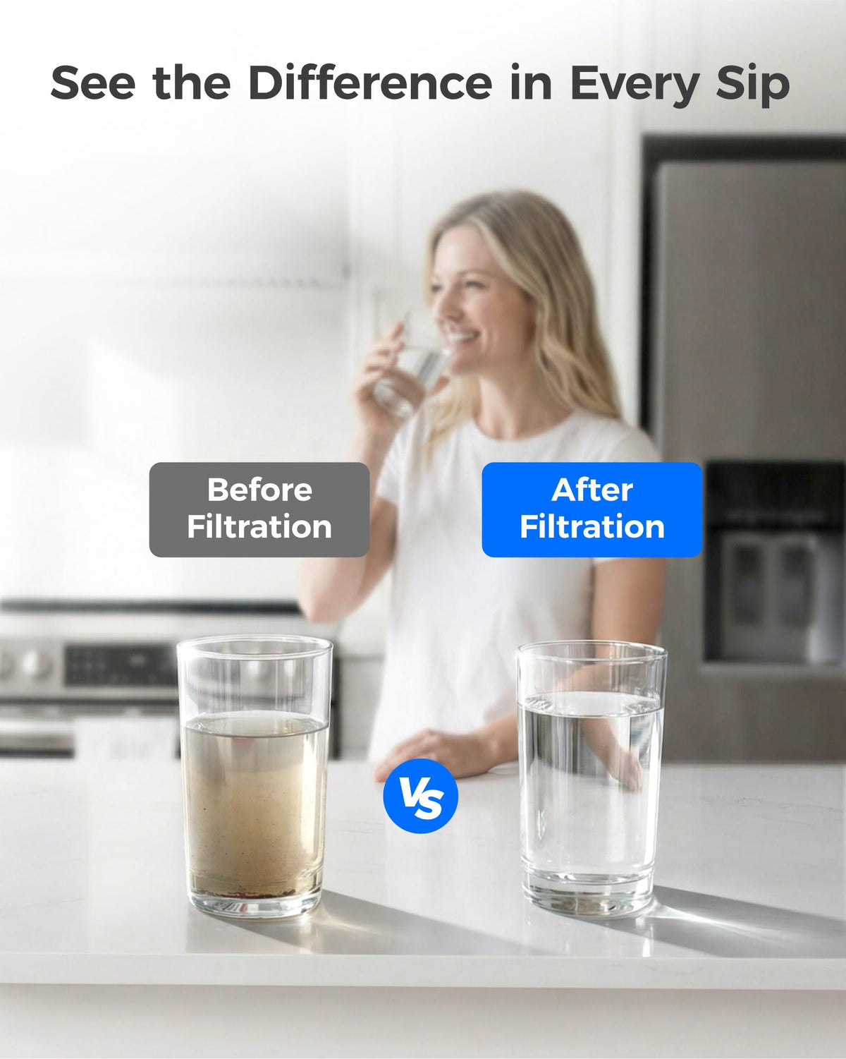Waterdrop WD-F45 Refrigerator Water Filter, 3 Filters