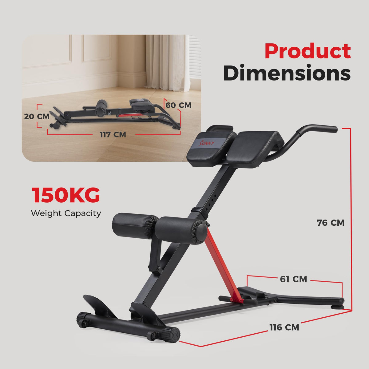 Sunny Health & Fitness Roman Chair Bench with Dip Station