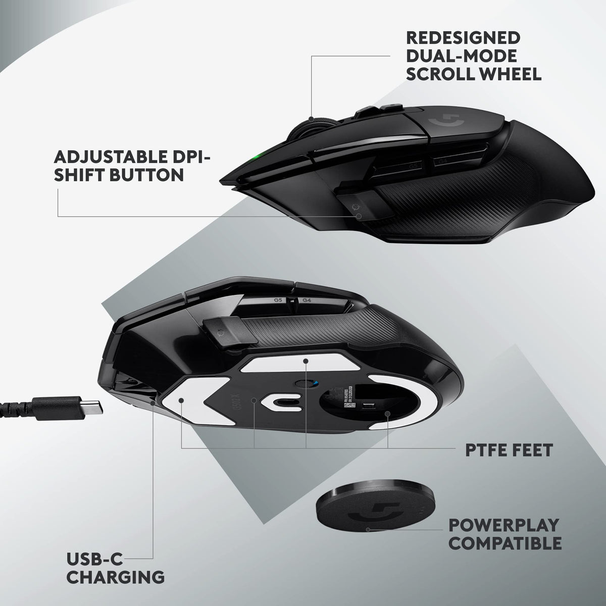 Logitech G502 X Lightspeed Wireless Gaming Mouse, Black