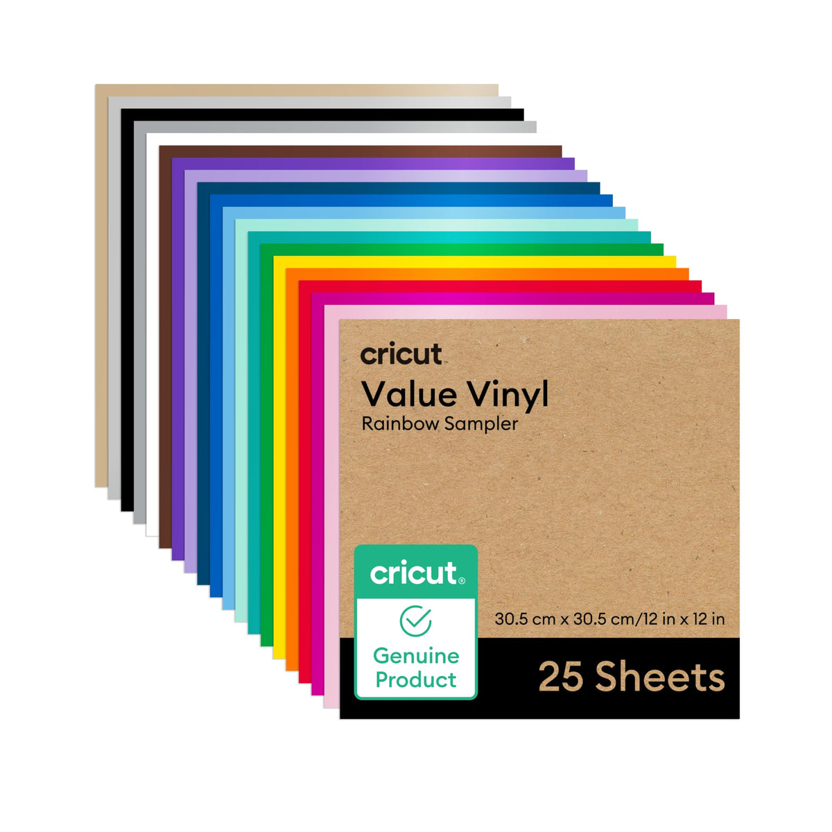 Cricut Value Permanent Vinyl Rainbow Sampler, 12 x 12 in, 25 Count