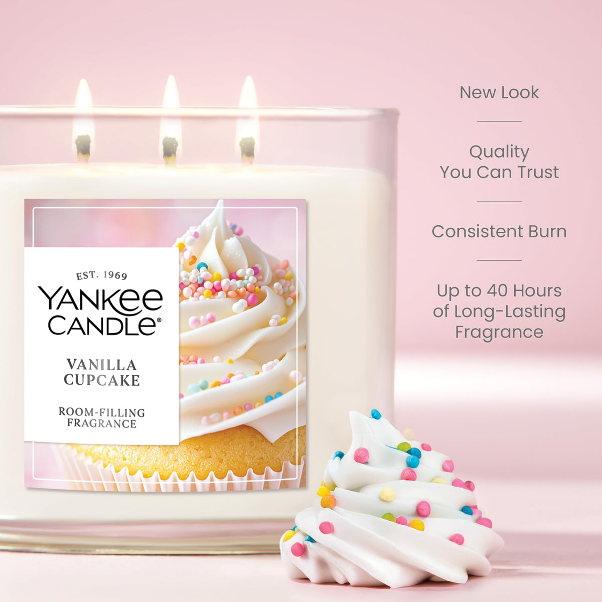 Yankee Candle 3 Wick Candle Jar, Vanilla Cupcake