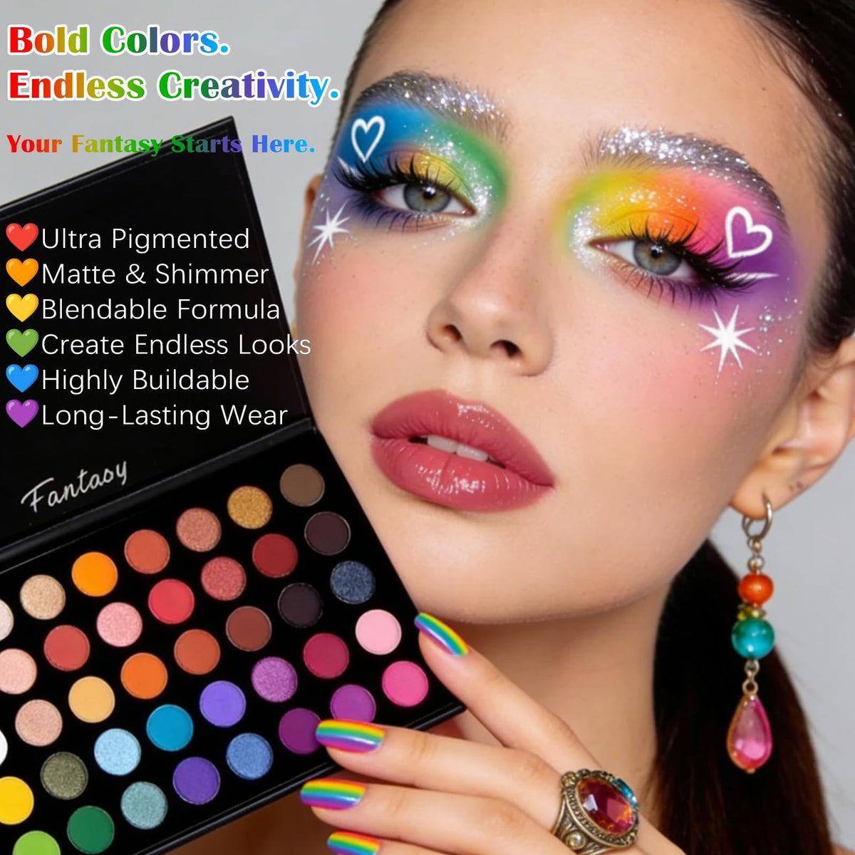 Ucanbe Highly Pigmented Eyeshadow Palette, Matte Shimmer Metallic
