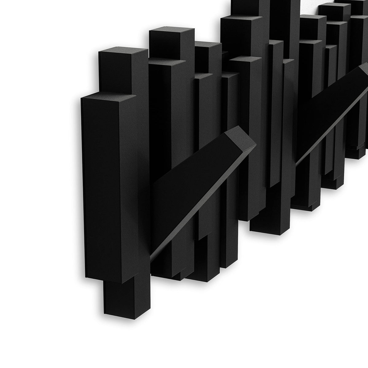 Umbra Sticks Wall-Mounted Coat Rack with 5 Retractable Pegs, Black