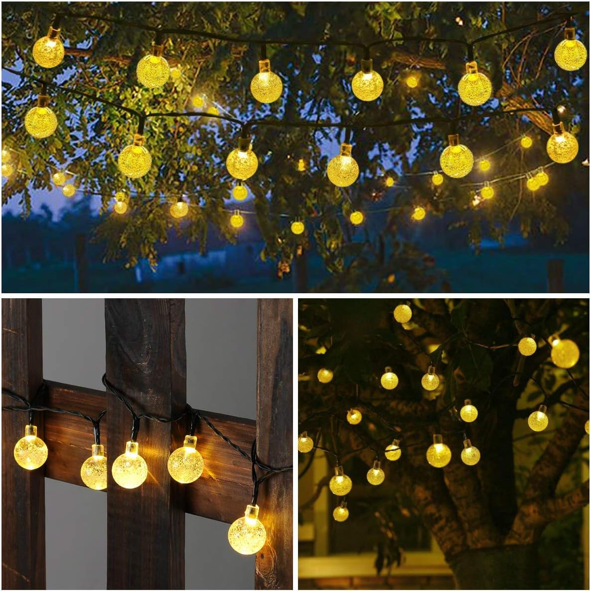 Toodour Solar Globe String Lights, 56 ft, 100 LED, Warm White