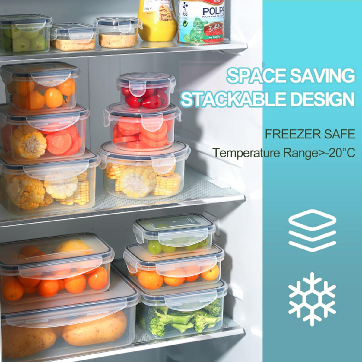 Pure Future 50-Piece Plastic Food Storage Container Set
