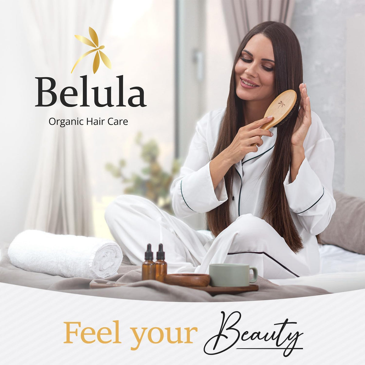 Belula 100% Boar Bristle Hair Brush Set, Medium
