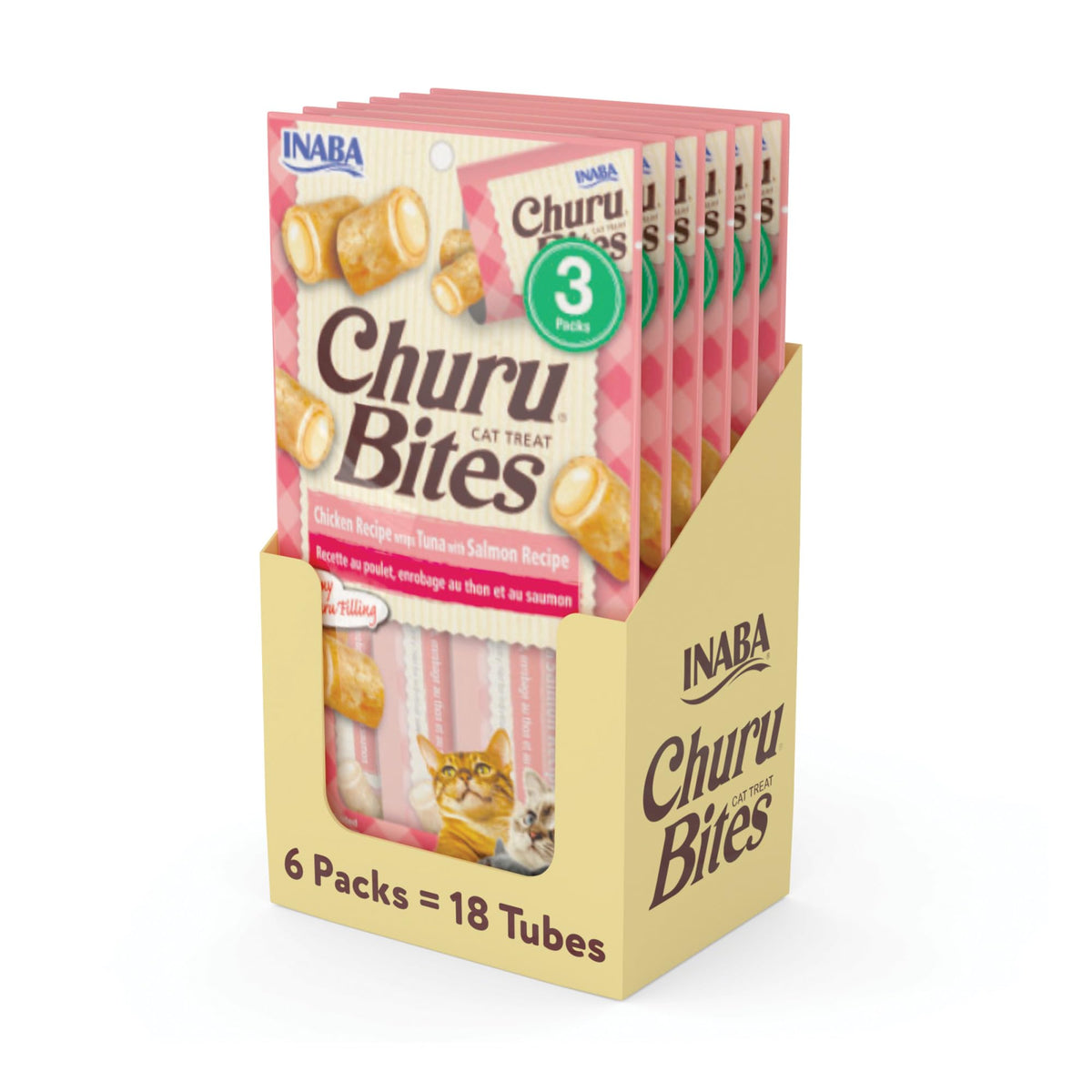 Inaba Churu Bites Soft & Chewy Cat Treats, Tuna Salmon, 18 Count