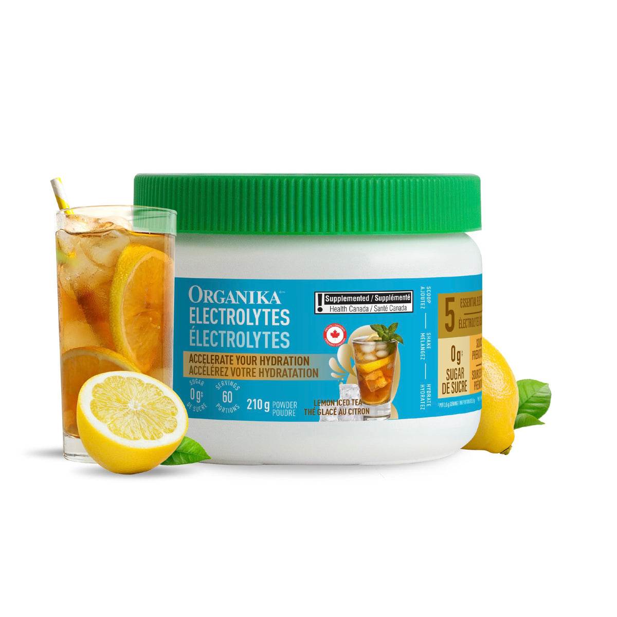 Organika Electrolytes Powder, Lemon Iced Tea, 210 g