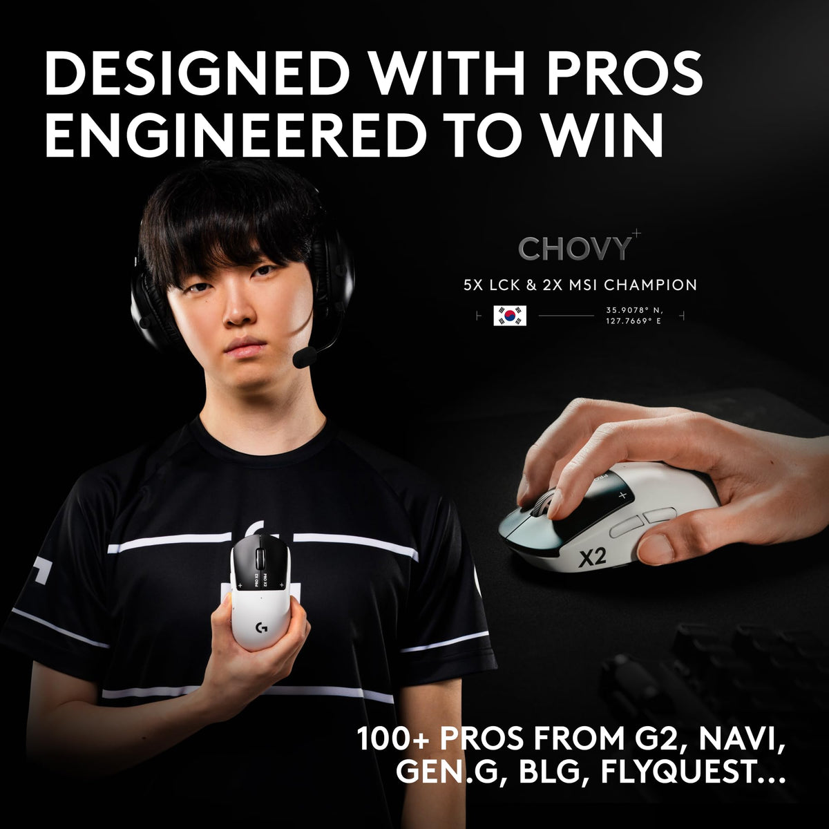 Logitech G PRO X2 Superstrike Wireless Gaming Mouse, Black/White