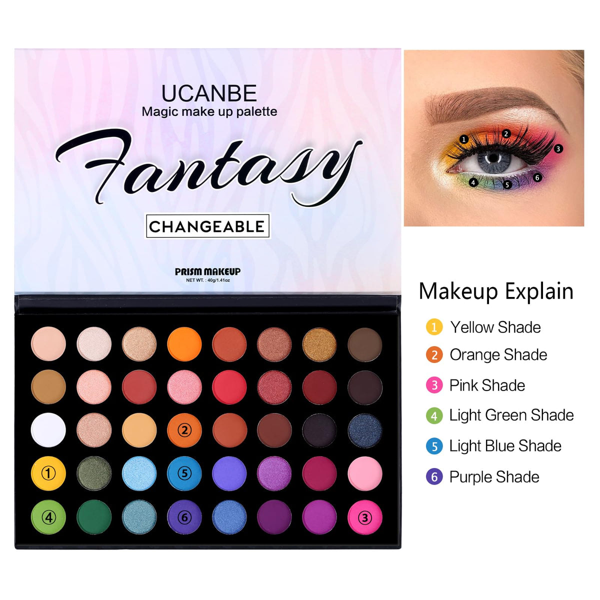 Ucanbe Highly Pigmented Eyeshadow Palette, Matte Shimmer Metallic