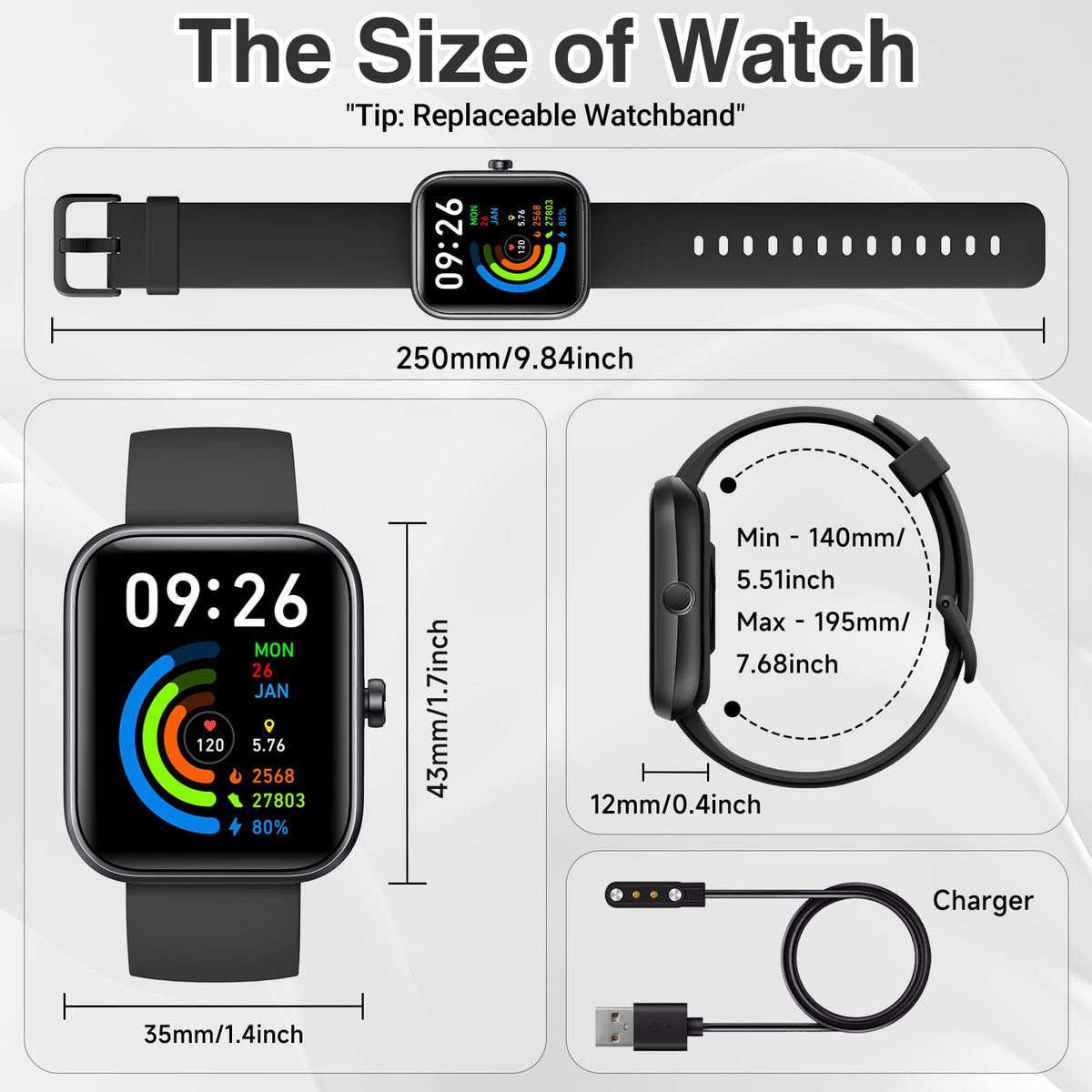 Smart Watch for Men and Women with Bluetooth Call, Alexa, 1.83 in