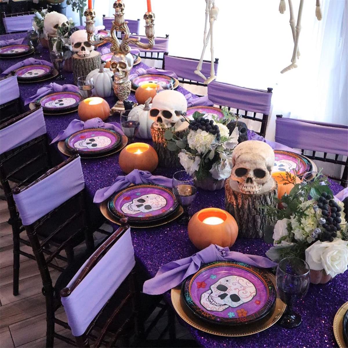 Purple Sequin Tablecloth, 50x80 Inch