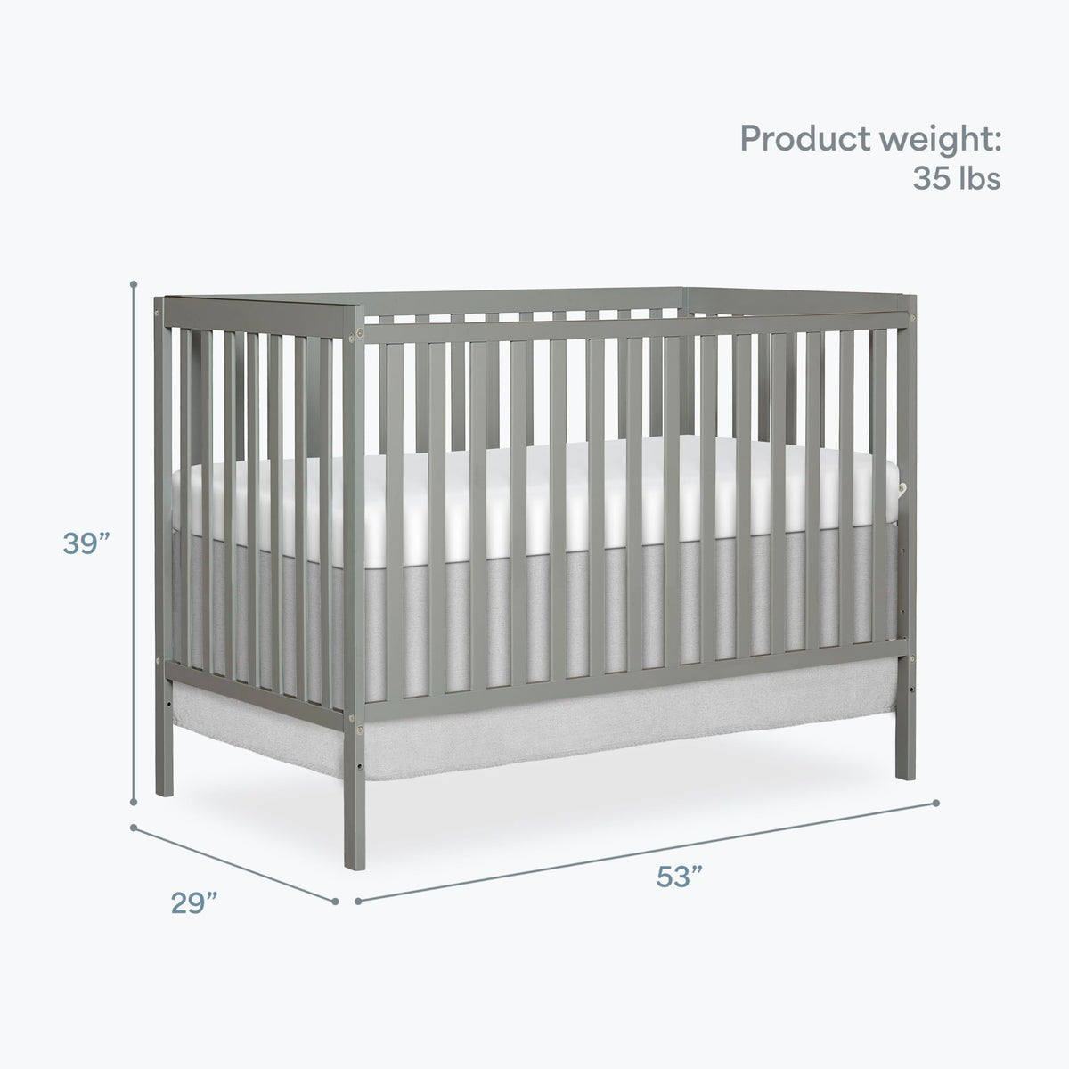 Dream On Me Synergy 5-in-1 Convertible Crib, Cool Grey