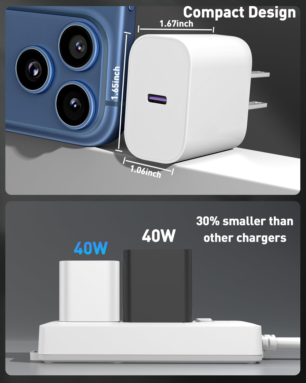 40W USB C Charger Block for iPhone, 2 Pack
