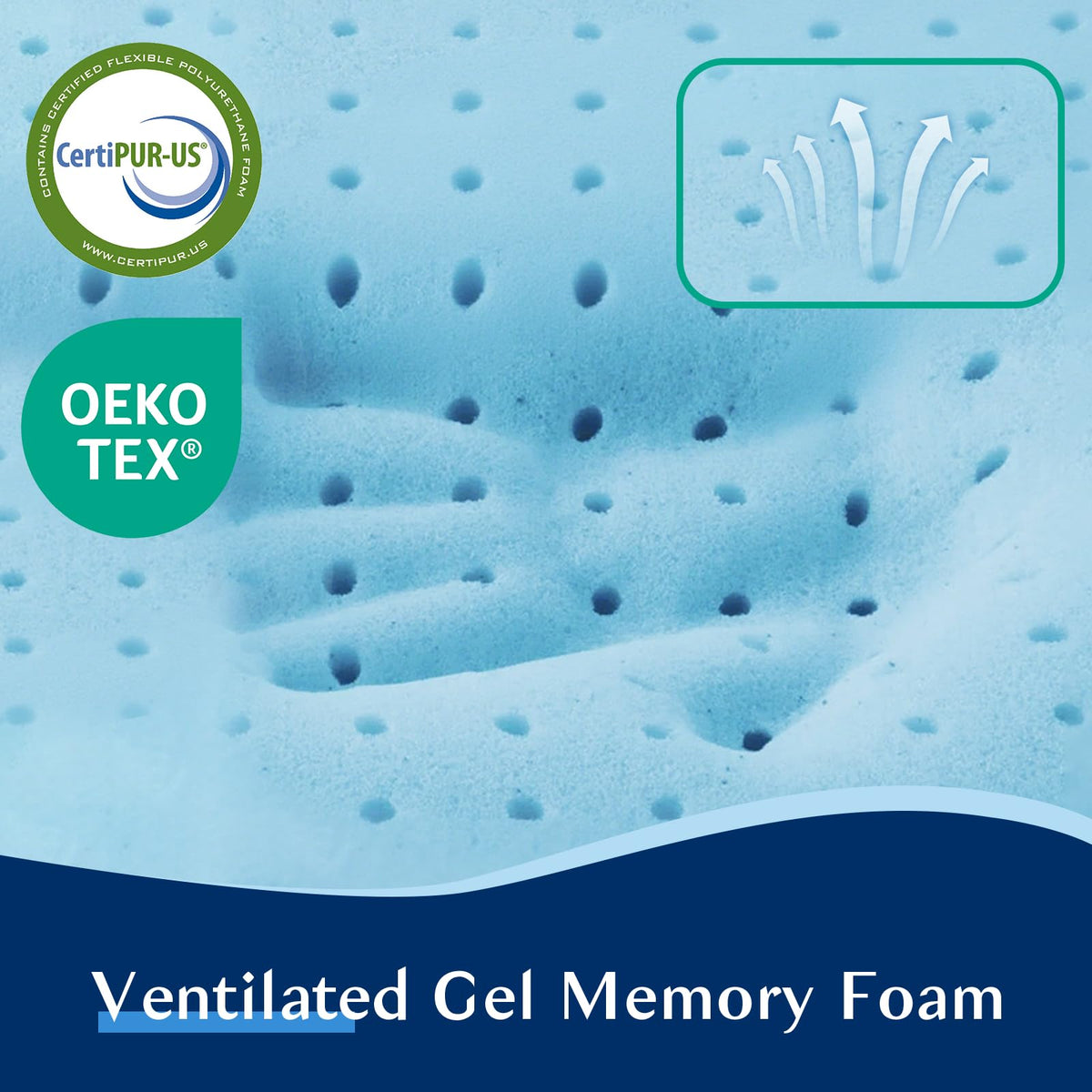 Ultra Thin Cooling Gel Flat Pillow, Memory Foam, Washable Cover