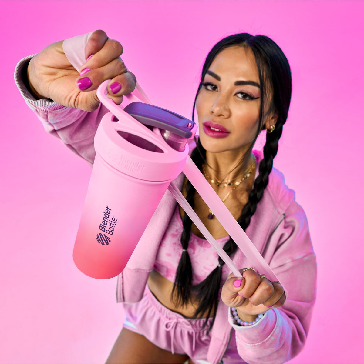BlenderBottle Strada Insulated Shaker Cup, 25oz, Flamingo Ombre