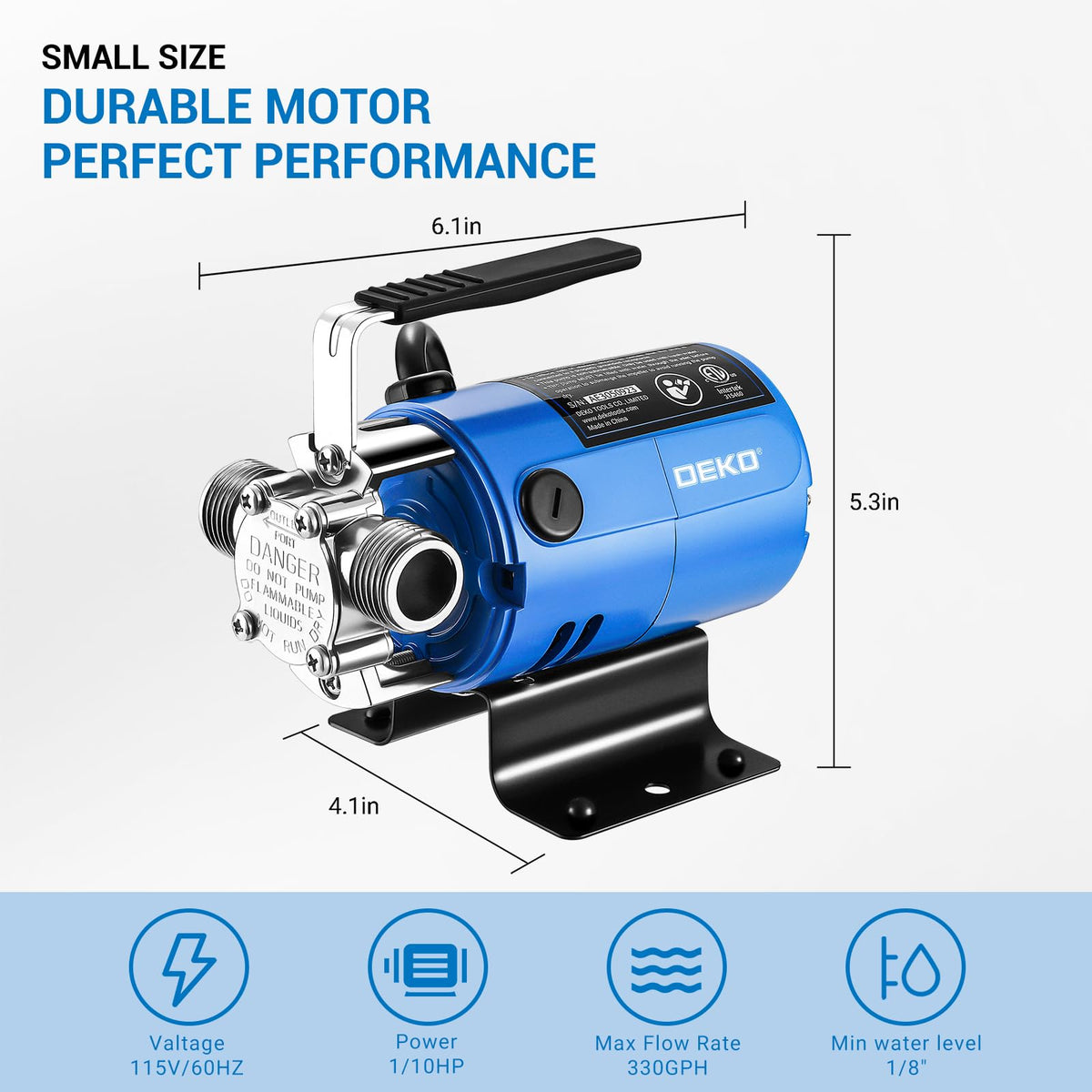 DEKOPRO Electric Water Transfer Pump, 115V