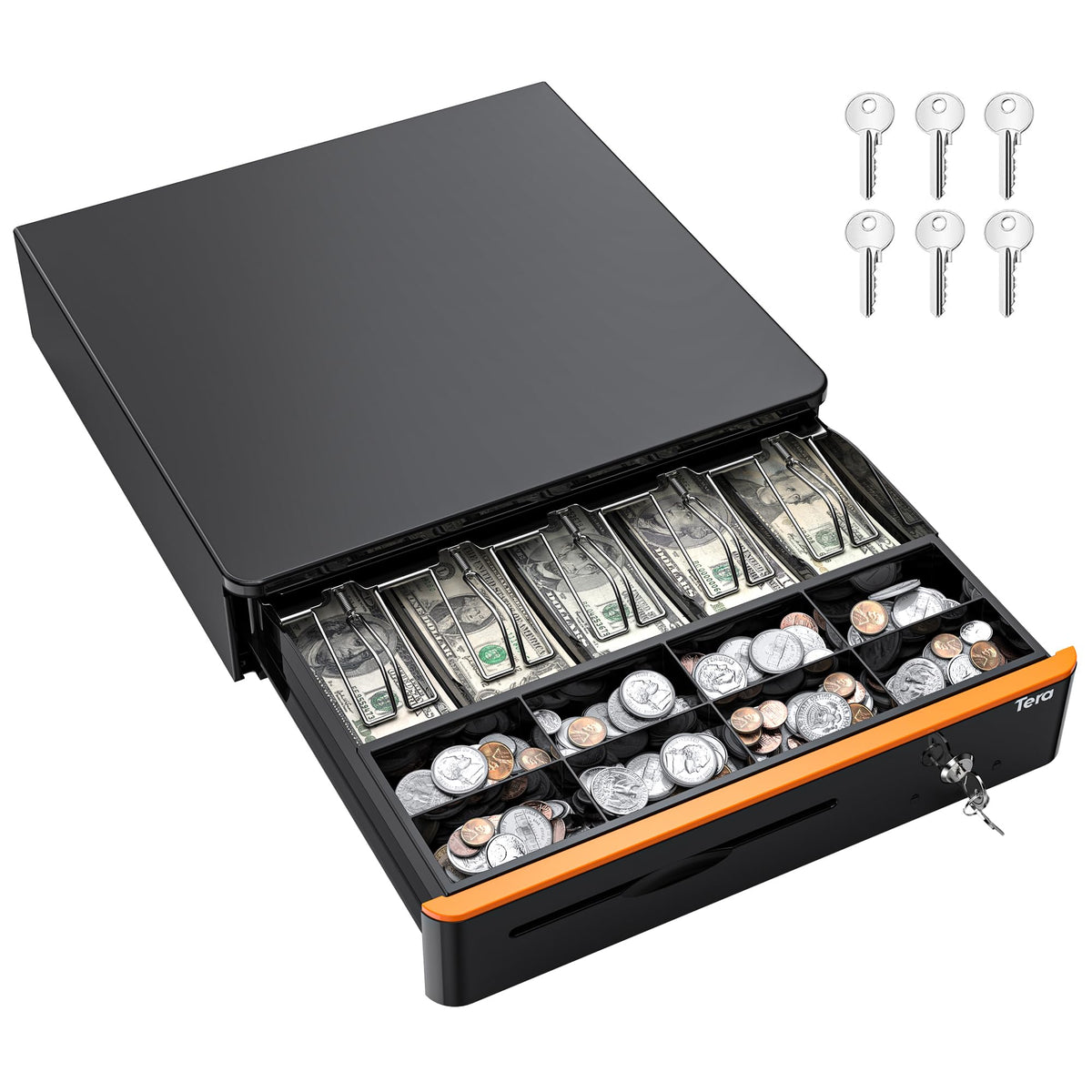 Tera 16" Auto Open Cash Register Drawer, 5 Bill 8 Coin (405R)