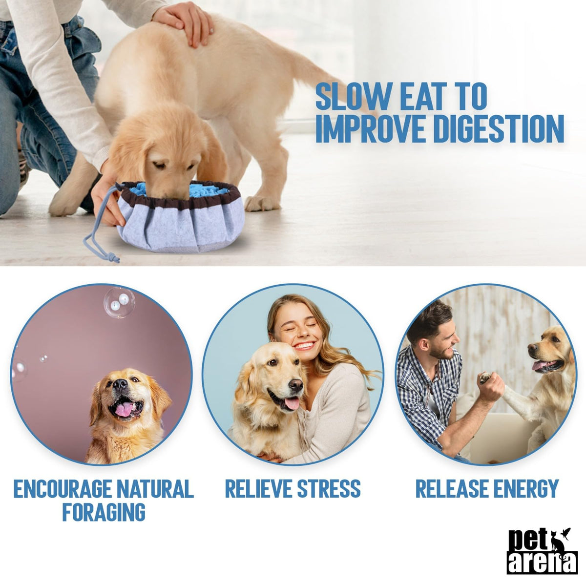 PET ARENA Adjustable Snuffle Mat for Dogs, Blue