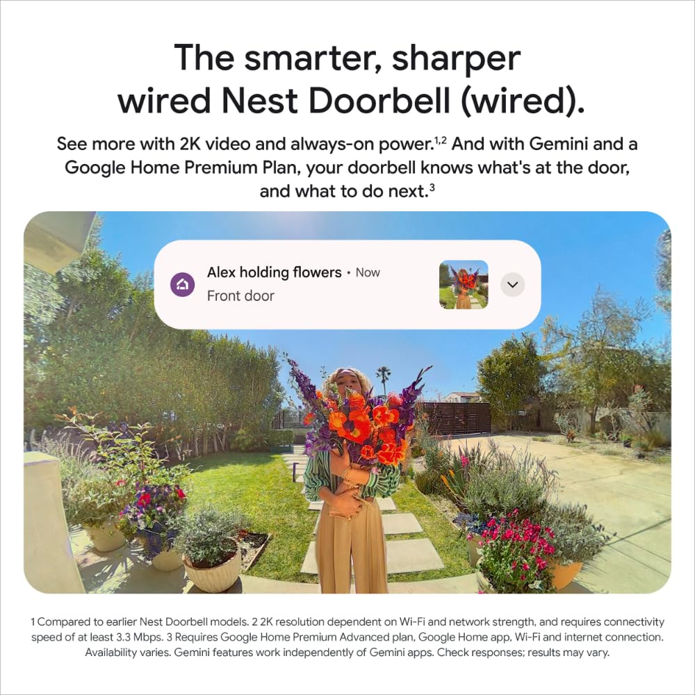 Google Nest Doorbell, Wired, 3rd Gen, Linen