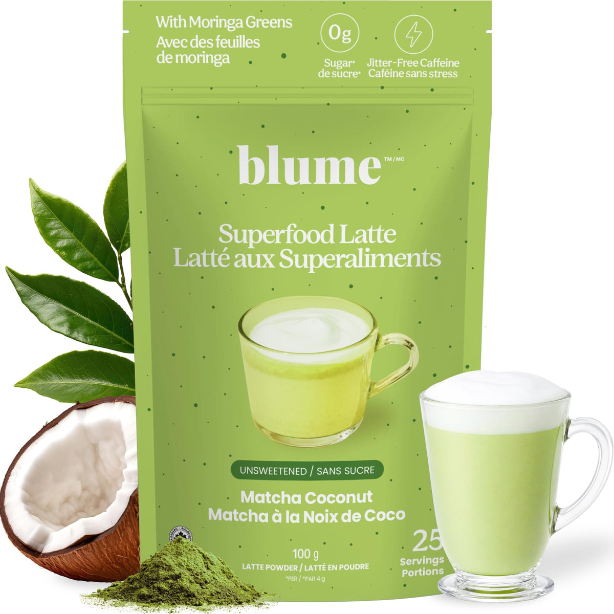Blume Matcha Coconut Superfood Latte Mix, 25 Servings