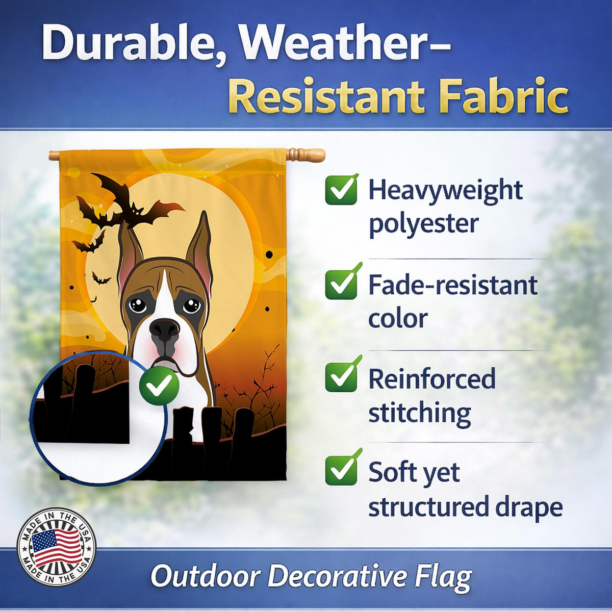 Caroline's Treasures Halloween Boxer House Flag, Large
