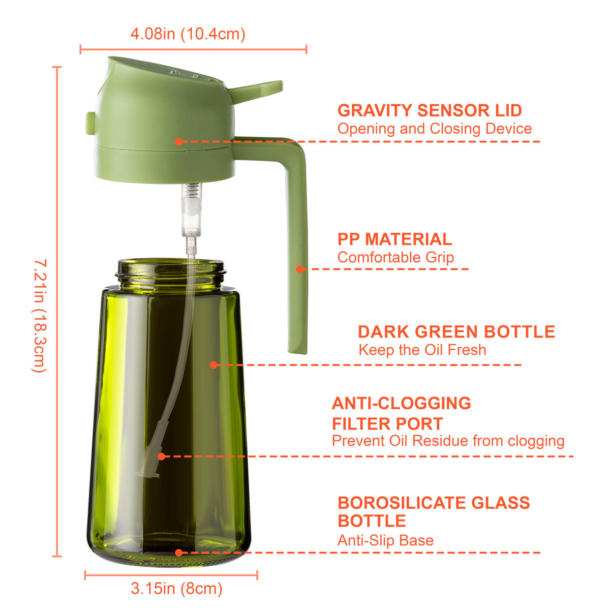 Cxinyi Glass Olive Oil Dispenser Bottle, 16 oz/470 ml, Black