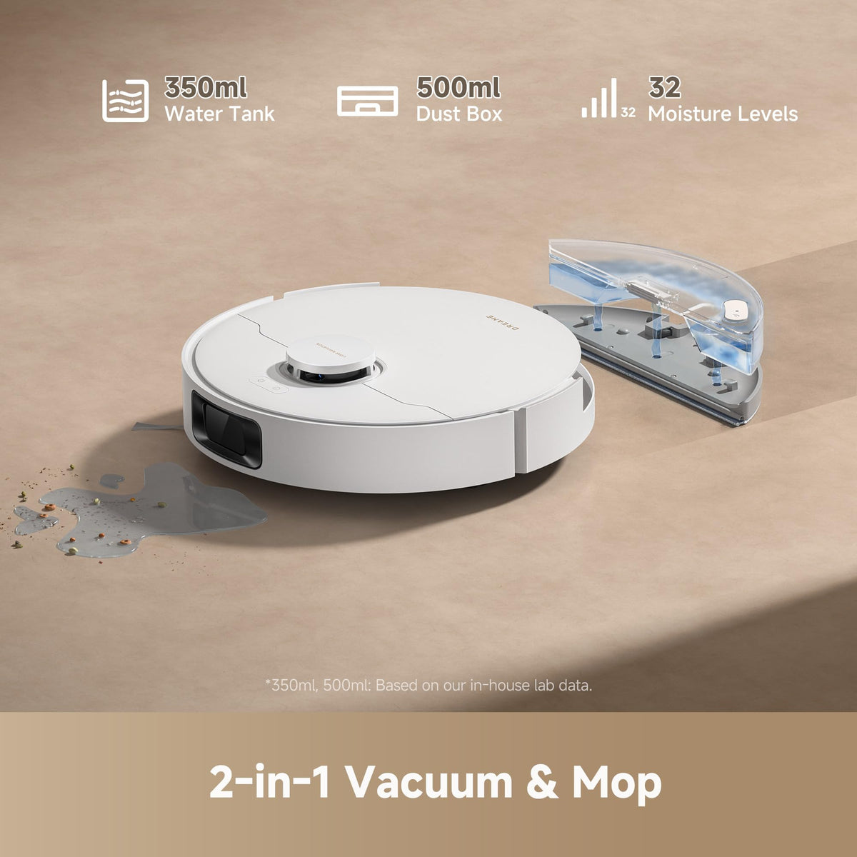DREAME D20 Plus Robot Vacuum and Mop, Self-Emptying, White