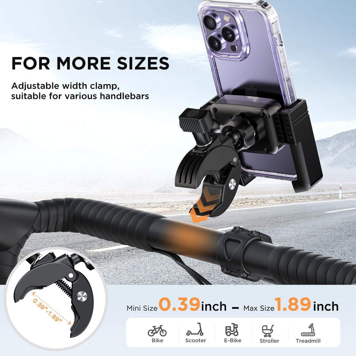 Miracase Quick-Lock Bike and Motorcycle Phone Mount, Black